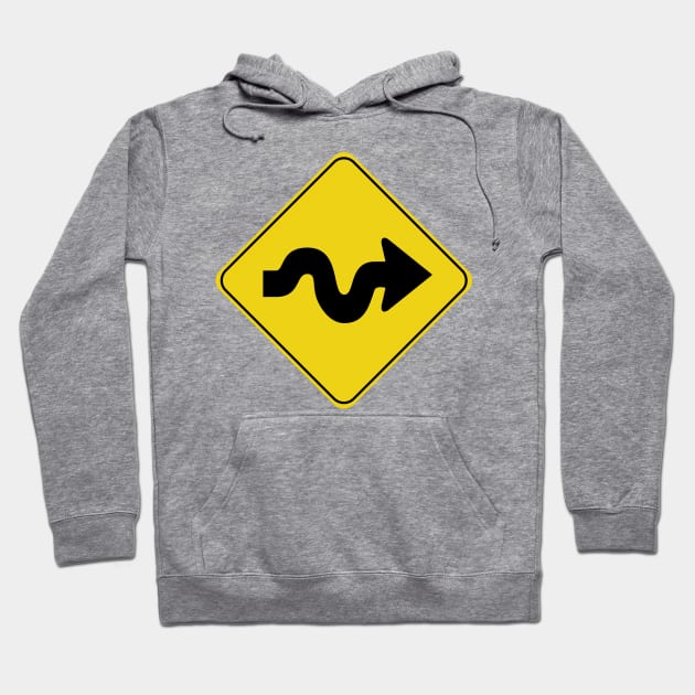 Caution Road Sign Swervy Arrow Right Hoodie by shanestillz